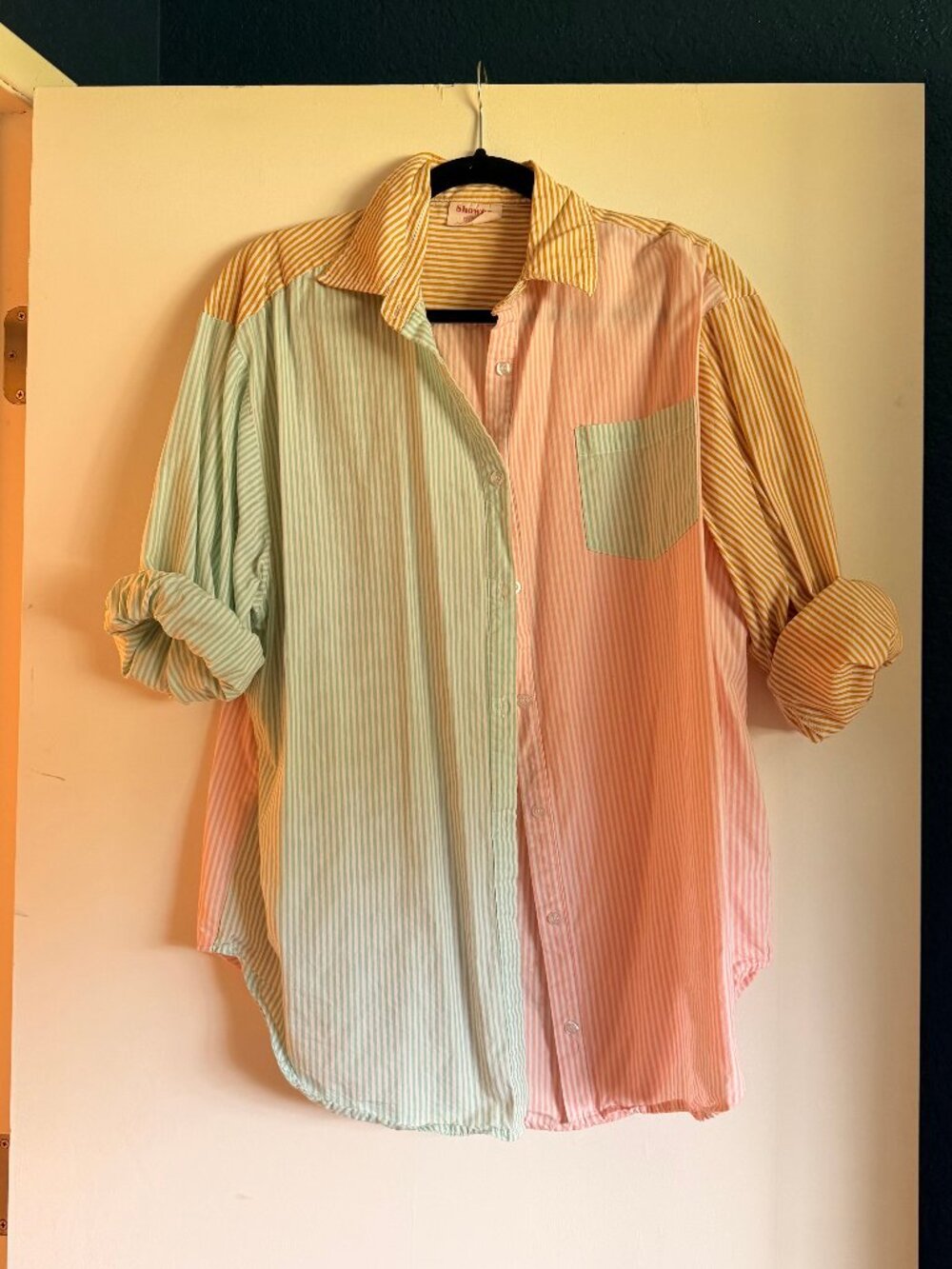 SHOWPO Autumn Shirt Contrast Stripe Oversized Shirt in Multi Stripe